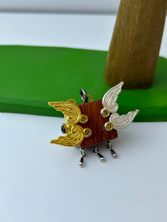 Handmade Mini Robot Pendant/Charms – Steampunk Winged Design | Necklace, Keyring, Creative Gift