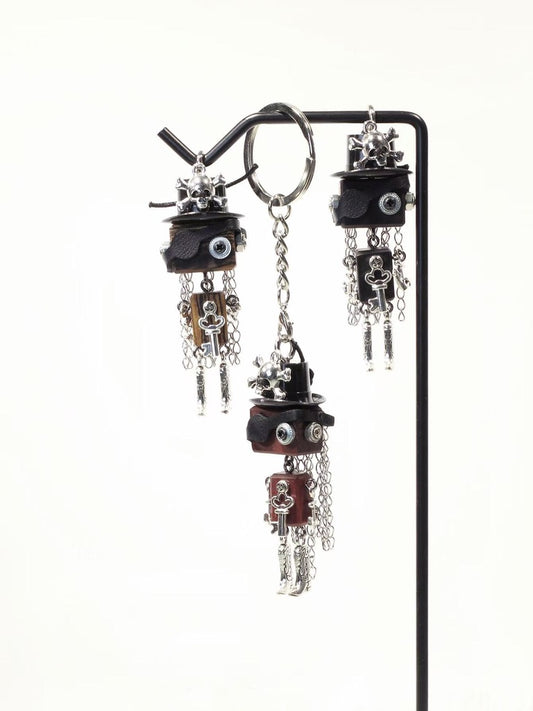 Handmade Mini Robot Pendant/Charms - Pirate Captain Bolt Steampunk Design | Necklace, Keychain, Creative Gift