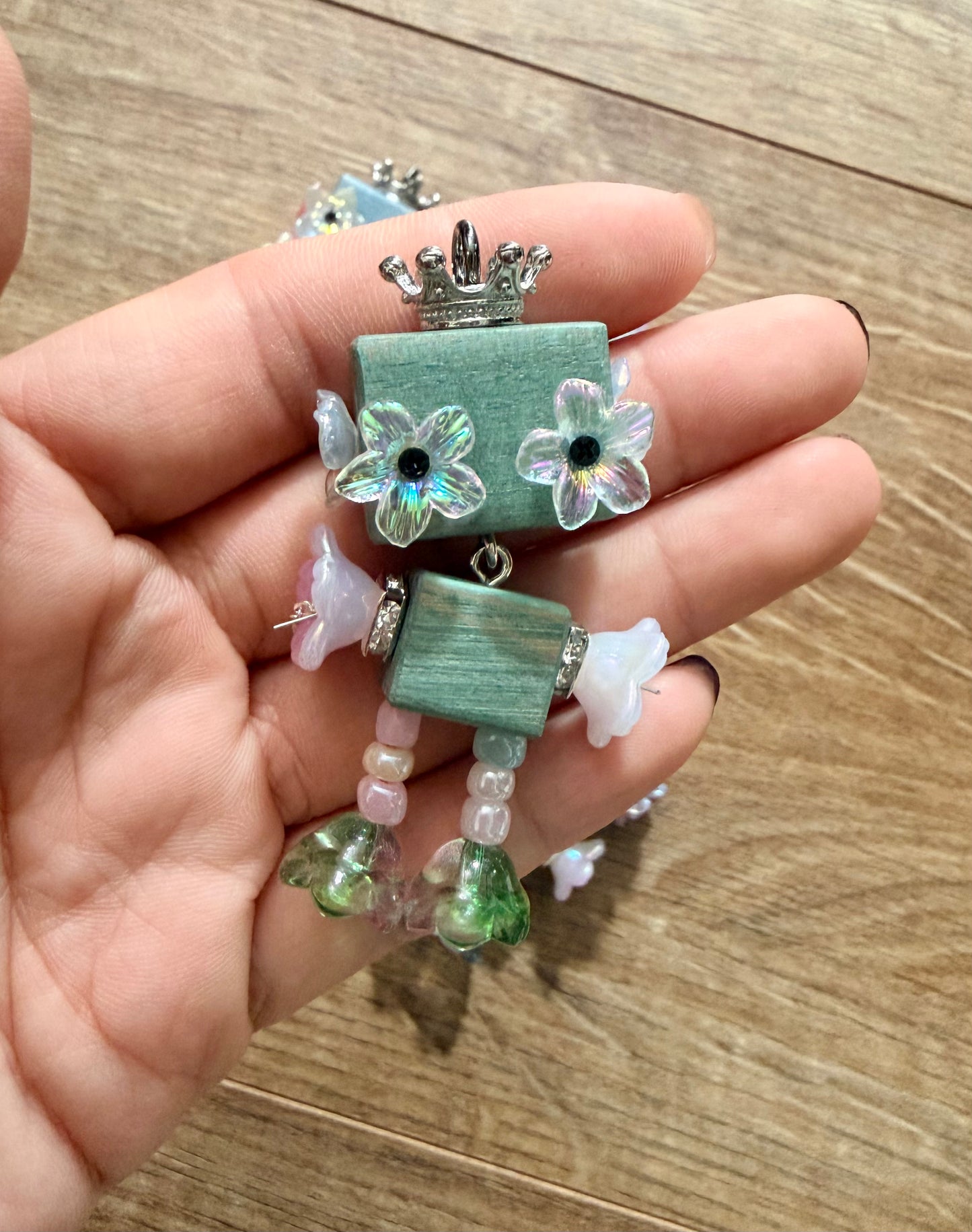 Handmade Mini Robot Pendant/Charms – Flower Fairy Tribe Design | Necklace, Keychain, Earrings, Creative Gift