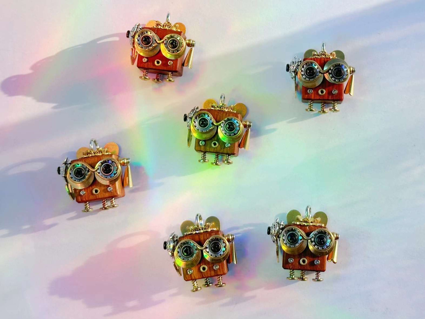 Handmade Mini Robot Pendant/Charms - Steampunk Owl Design | Necklace, Keychain, Creative Gift