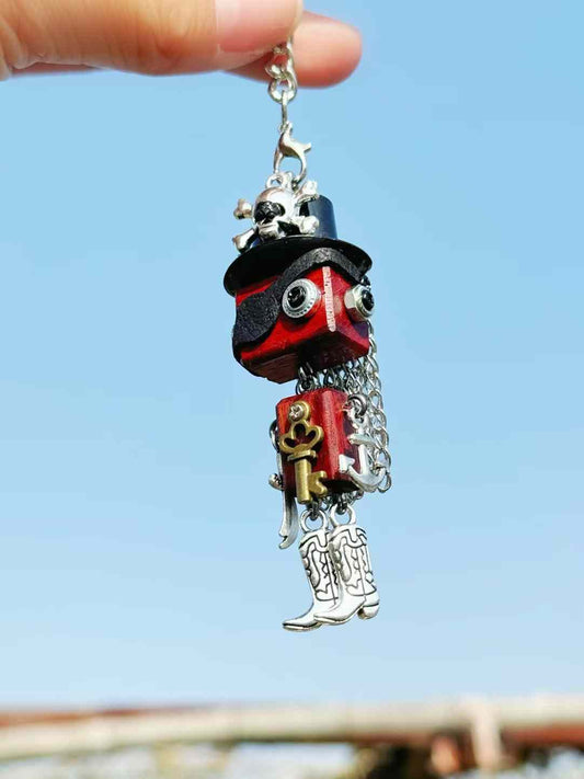 Handmade Mini Robot Pendant/Charms - Pirate Captain Bolt Steampunk Design | Necklace, Keychain, Creative Gift