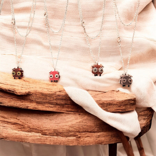Handmade Mini Robot Pendant/Charms – Smallest Floral Design | Necklace, Keyring, Earrings Option