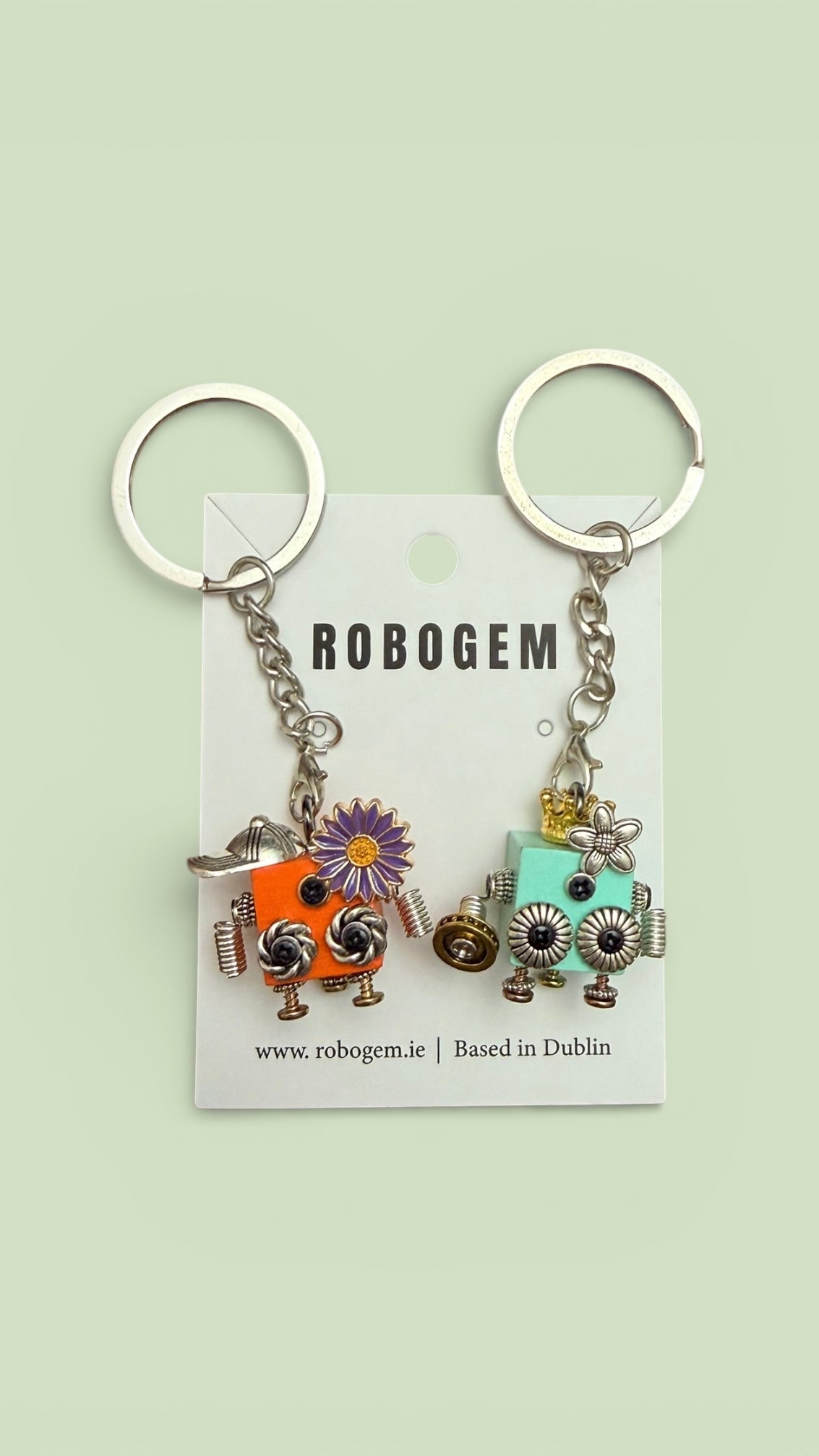 Creative gift set— pair of handmade mini robot keychains