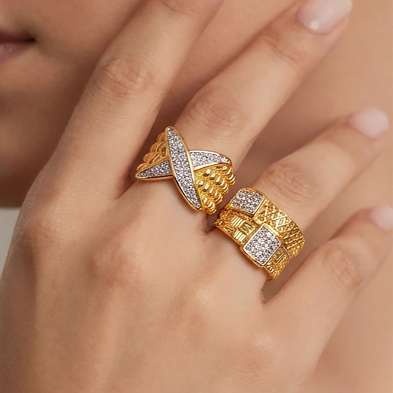 Vintage-Inspired Statement Ring | 18K Gold Plated Stainless Steel