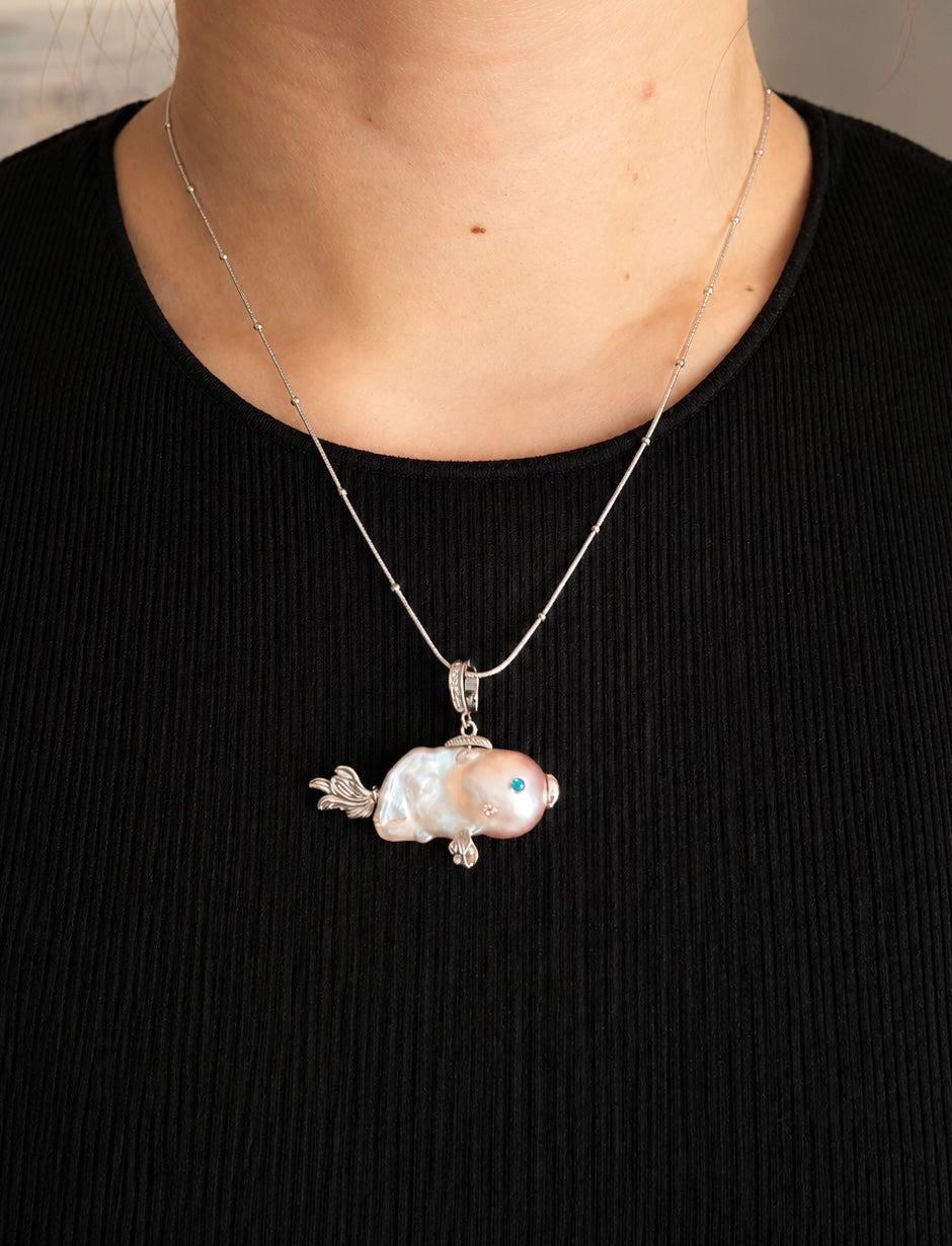 Handmade Artistic Baroque Pearl Necklace-Fish