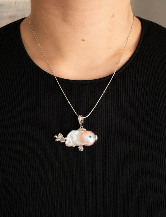 Handmade Artistic Baroque Pearl Necklace-Fish