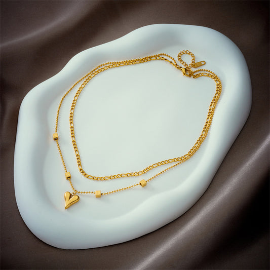 Gold-Plated Layered Heart Necklace | Contemporary Minimalist Jewellery