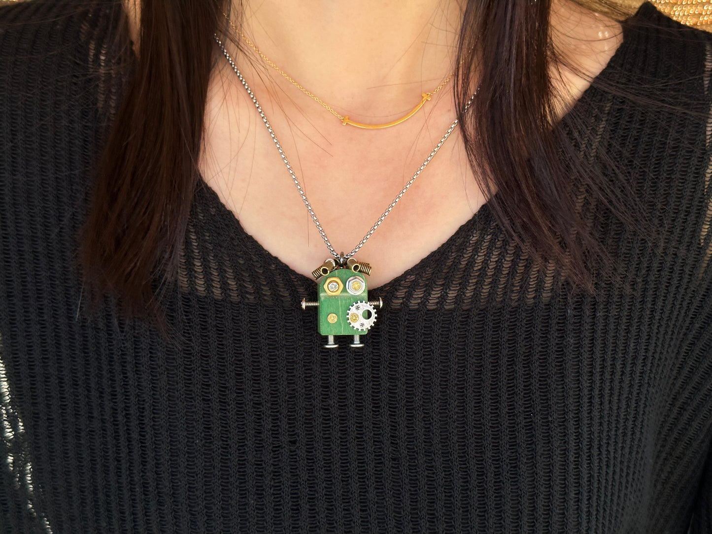 Handmade Mini Robot Pendant/Charms – Gear-Eyed Punk Design | Necklace, Keychain, Creative Gift