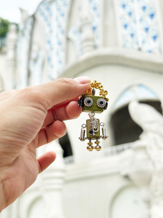 Handmade Mini Robot Pendant/Charms - Steampunk Musician Series | Necklace, Keychain, Creative Gift