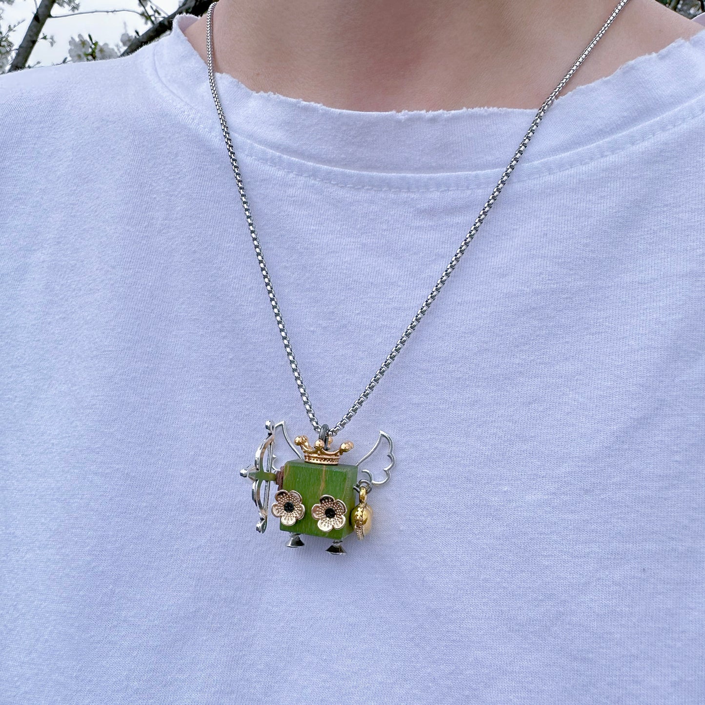 Handmade Mini Robot Pendant/Charms - Steampunk Cupid Design | Necklace, Keychain, Creative Gift