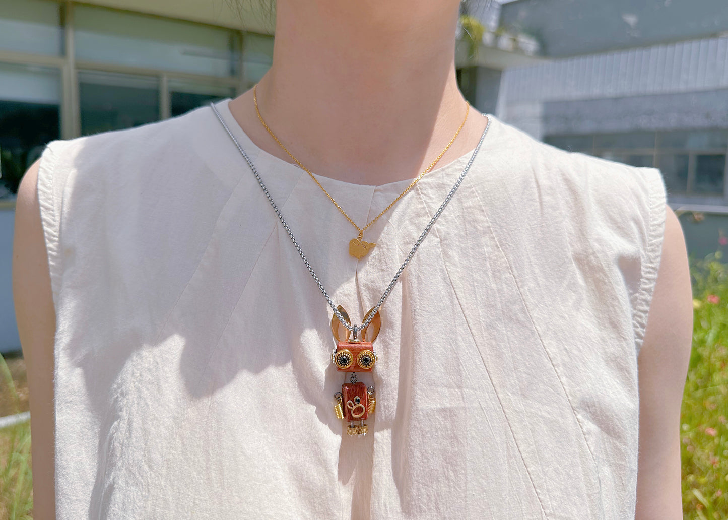 Handmade Mini Robot Pendant/Charms - Steampunk Bunny Tribe Design | Necklace, Keychain, Creative Gift