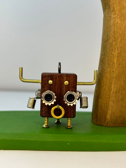 Handmade Mini Robot Pendant/Charms – Steampunk Horned Design | Necklace, Keyring, Creative Gift