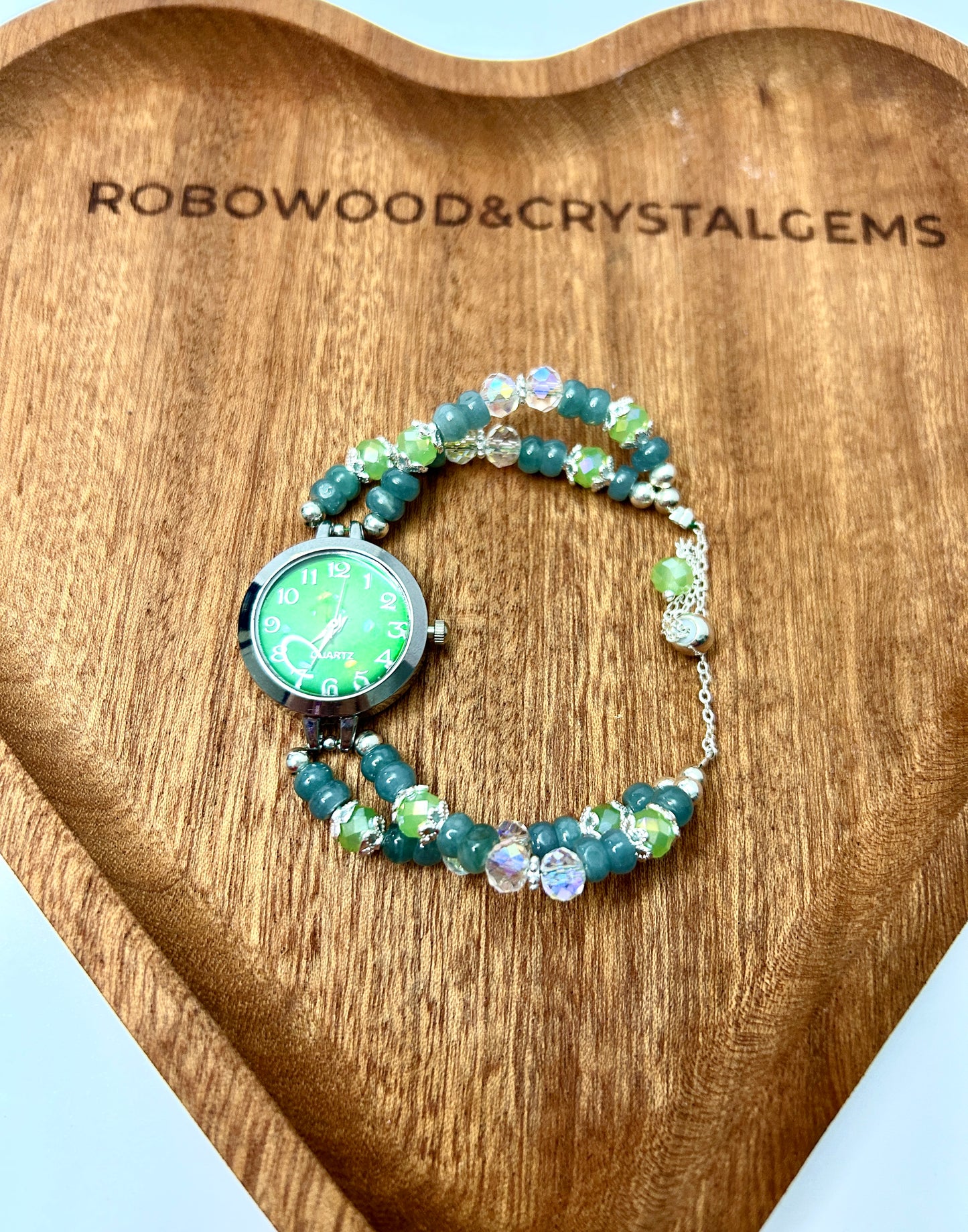 Beaded Natural Crystal Strap Watches-natural jade