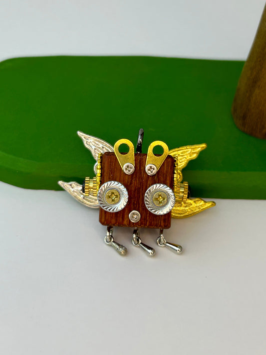 Handmade Mini Robot Pendant/Charms – Steampunk Winged Design | Necklace, Keyring, Creative Gift
