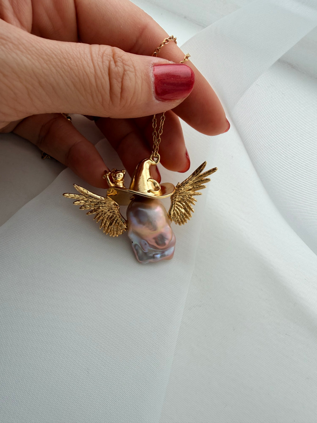 Handmade Artistic Baroque Pearl Necklace-Winged Guardian