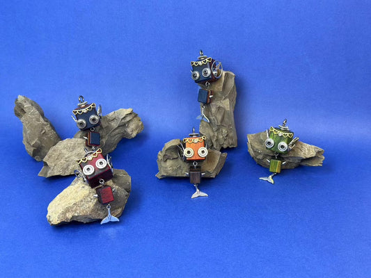 Handmade Mini Robot Pendant/Charms – Mermaid Design | Necklace, Keyring, Creative Gift