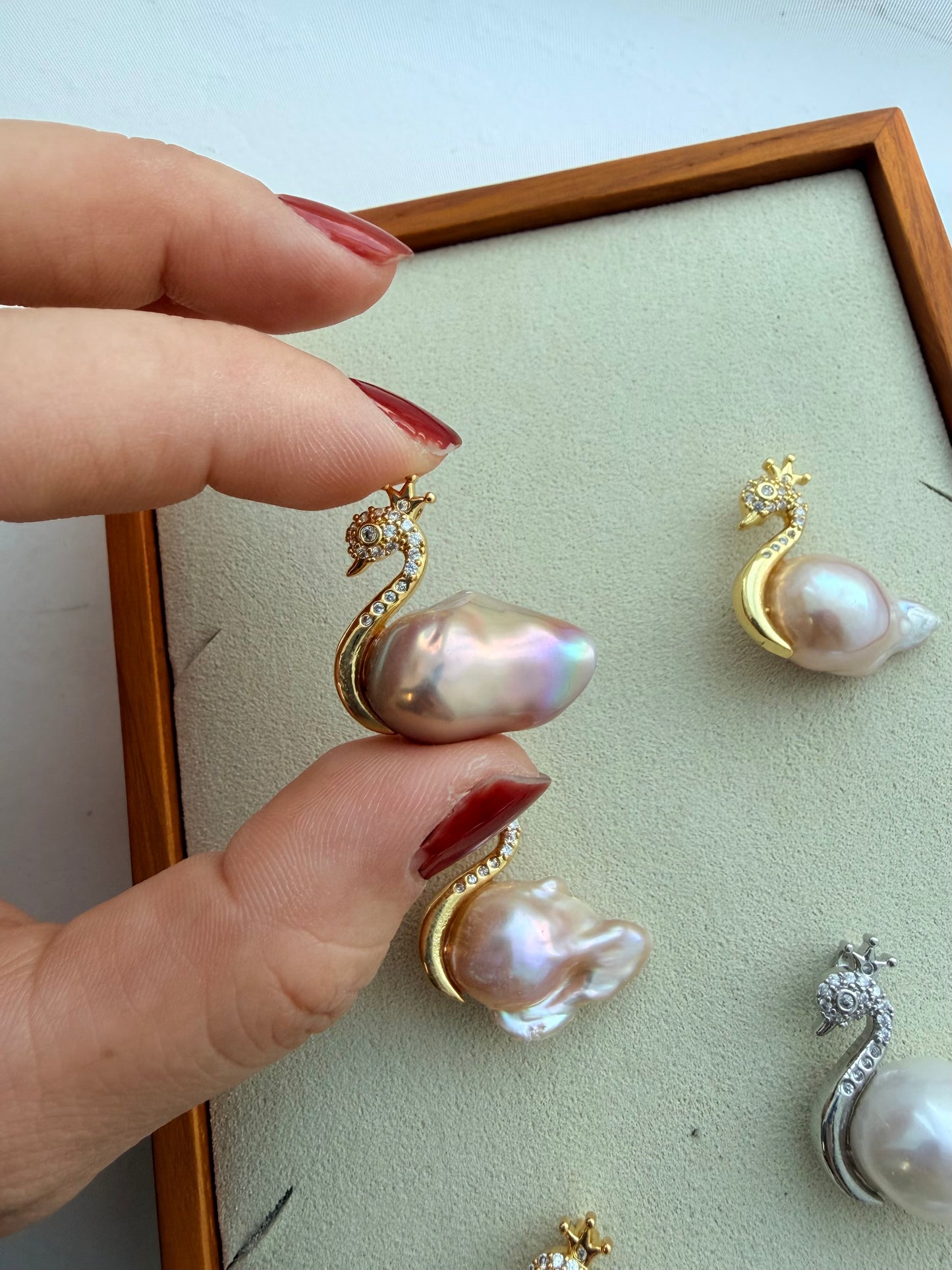 Natural Baroque Pearl Swan Necklace | Genuine Freshwater Pearl Pendant | Handmade Gold Swan Necklace | One of a Kind Gift