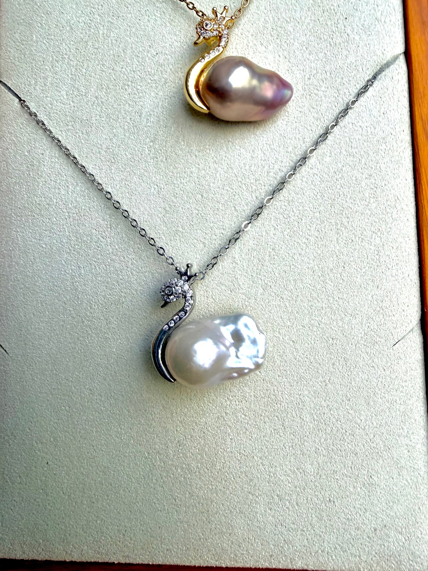 Natural Baroque Pearl Swan Necklace | Genuine Freshwater Pearl Pendant | Handmade Gold Swan Necklace | One of a Kind Gift