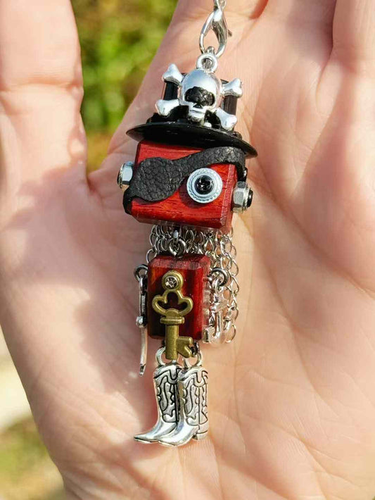 Handmade Mini Robot Pendant/Charms - Pirate Captain Bolt Steampunk Design | Necklace, Keychain, Creative Gift