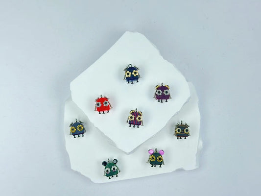 Handmade Mini Robot Pendant/Charms – Smallest Floral Design | Necklace, Keyring, Earrings Option