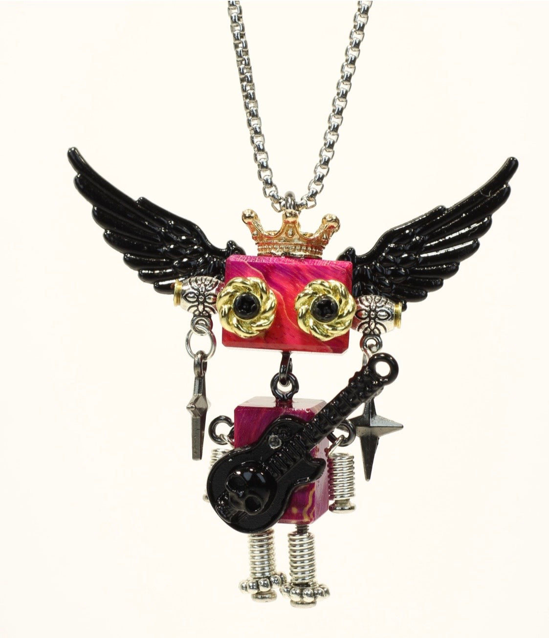Handmade Mini Robot Pendant/Charms –  Rock’n’Roll Design | Necklace, Keychain, Creative Gift