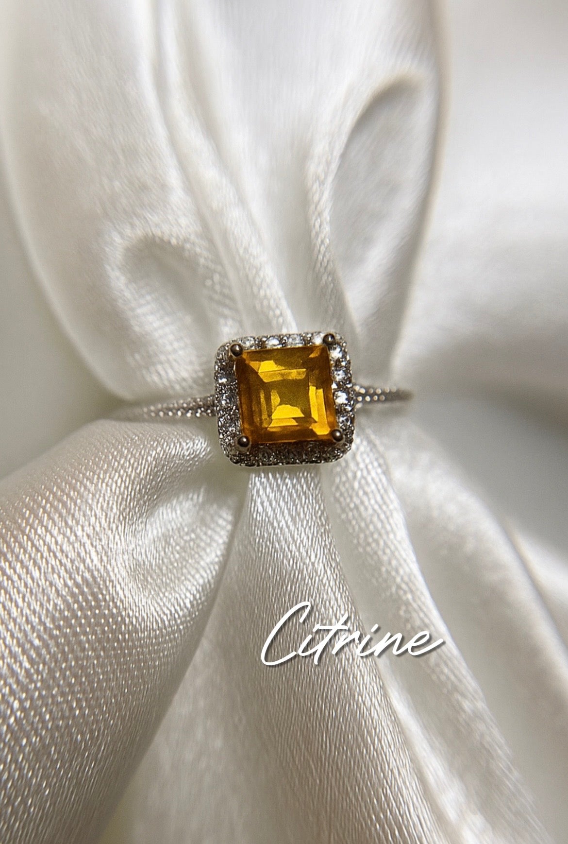 Sterling Silver Natural Crystal Gemstone Adjustable Size Ring