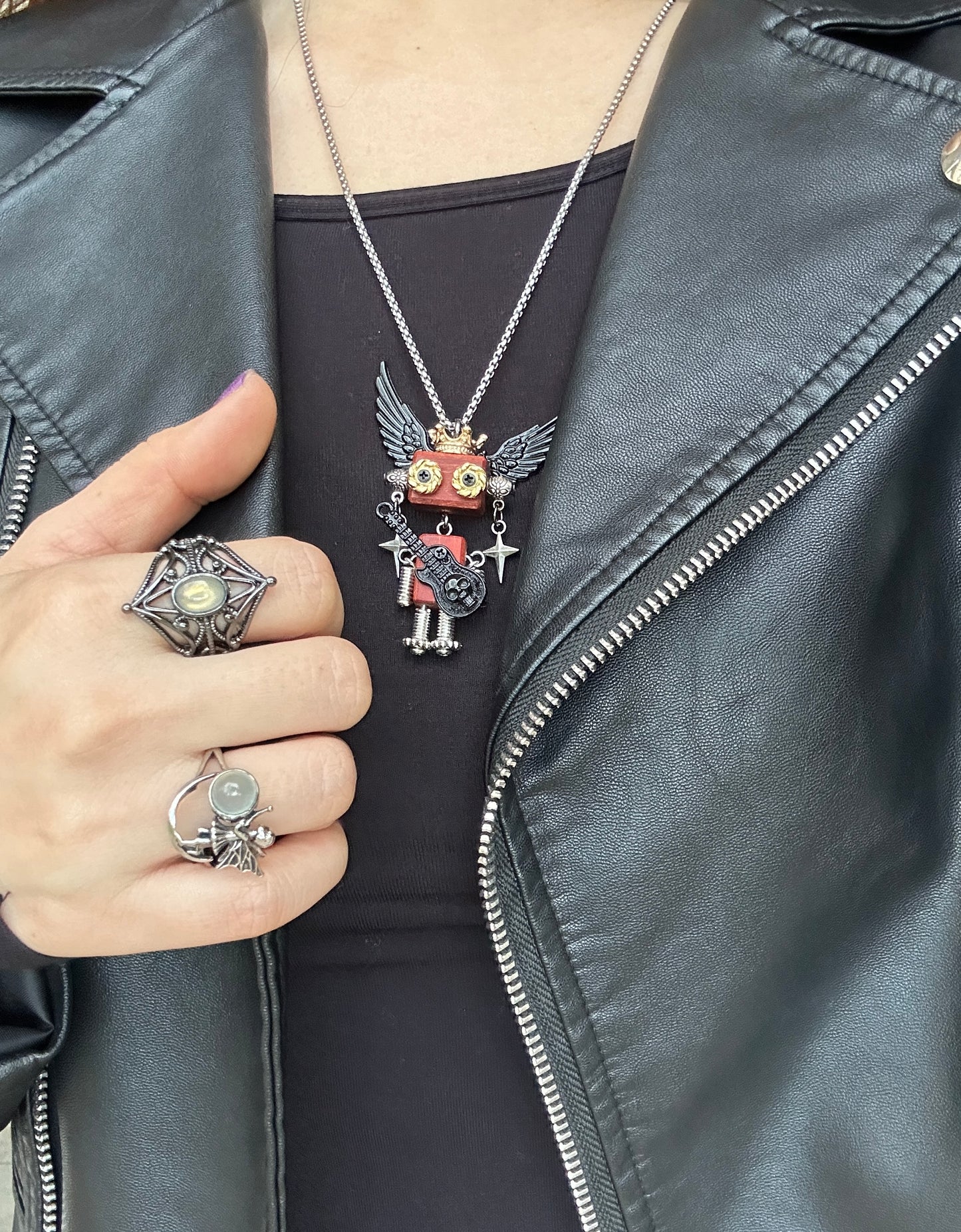 Handmade Mini Robot Pendant/Charms –  Rock’n’Roll Design | Necklace, Keychain, Creative Gift