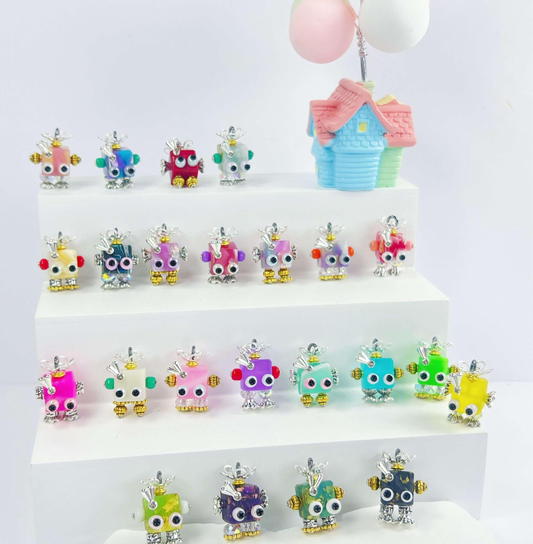 Handmade Mini Robot Pendant/Charms – Candy Colour Robots | Necklace