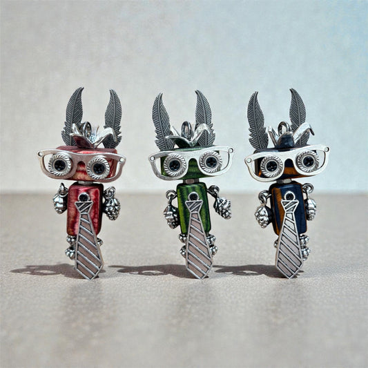 Handmade Mini Robot Pendant/Charms – Office Worker Tribe Design | Necklace, Keychain, Earrings, Creative Gift