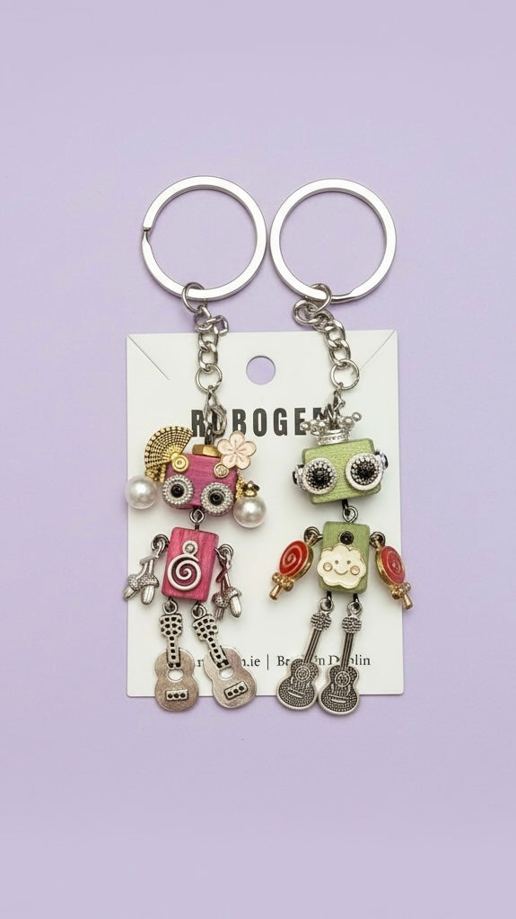 Creative gift set— pair of handmade mini robot keychains