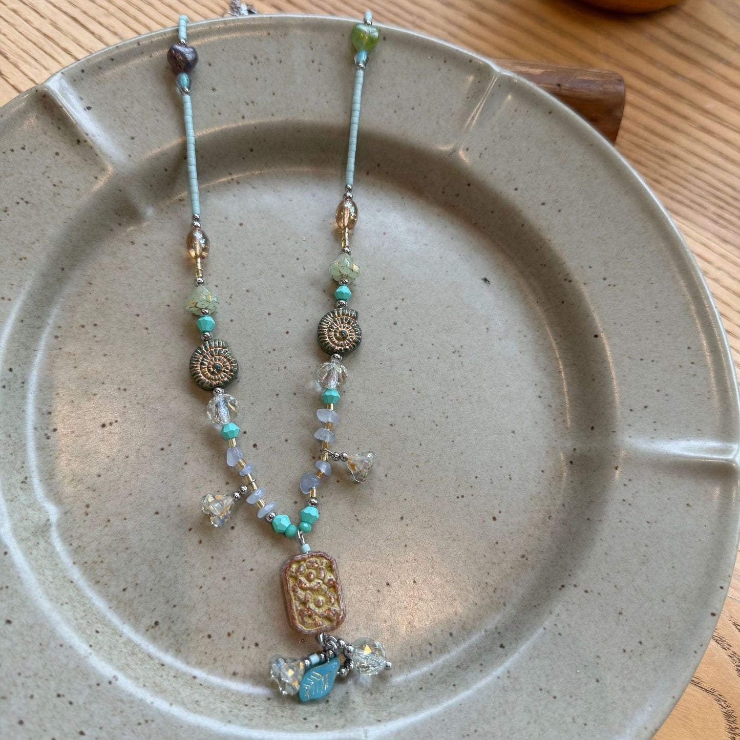 Secret Garden Czech Glass Necklace | Handcrafted Floral & Butterfly Beaded Jewellery