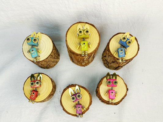 Handmade Mini Robot Pendant/Charms - Steampunk Bunny Tribe Design | Necklace, Keychain, Creative Gift