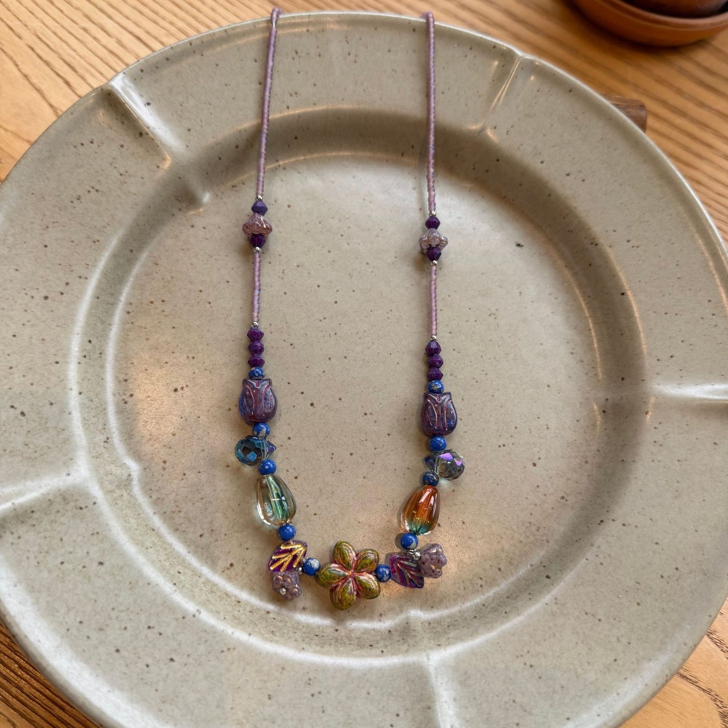 Secret Garden Czech Glass Necklace | Handcrafted Floral & Butterfly Beaded Jewellery
