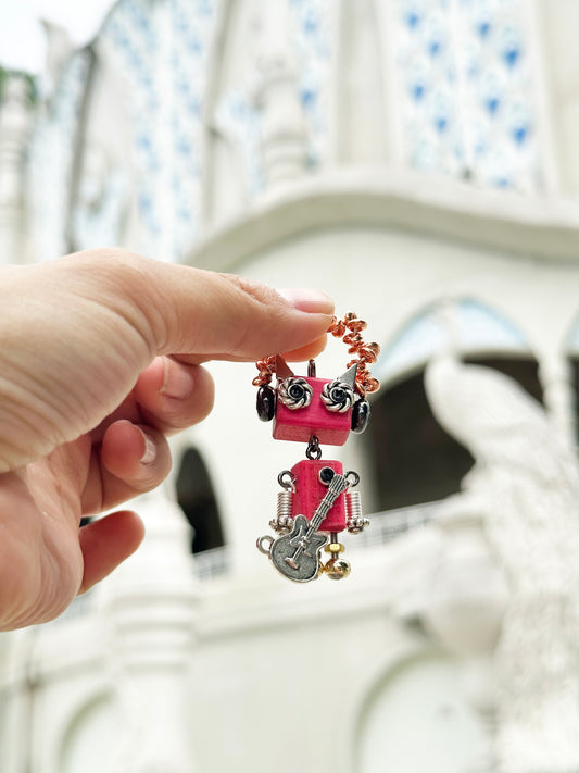 Handmade Mini Robot Pendant/Charms - Steampunk Musician Series | Necklace, Keychain, Creative Gift